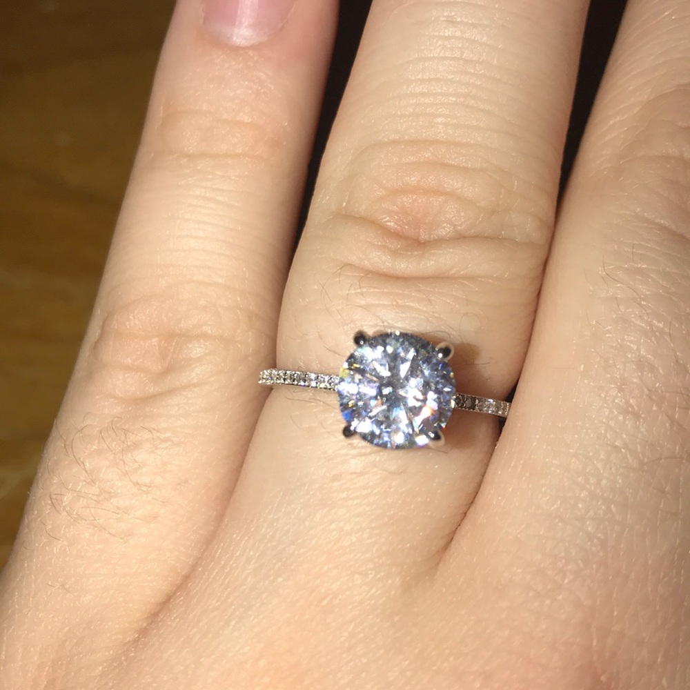 Round Cut Sterling Silver and CZ Ring